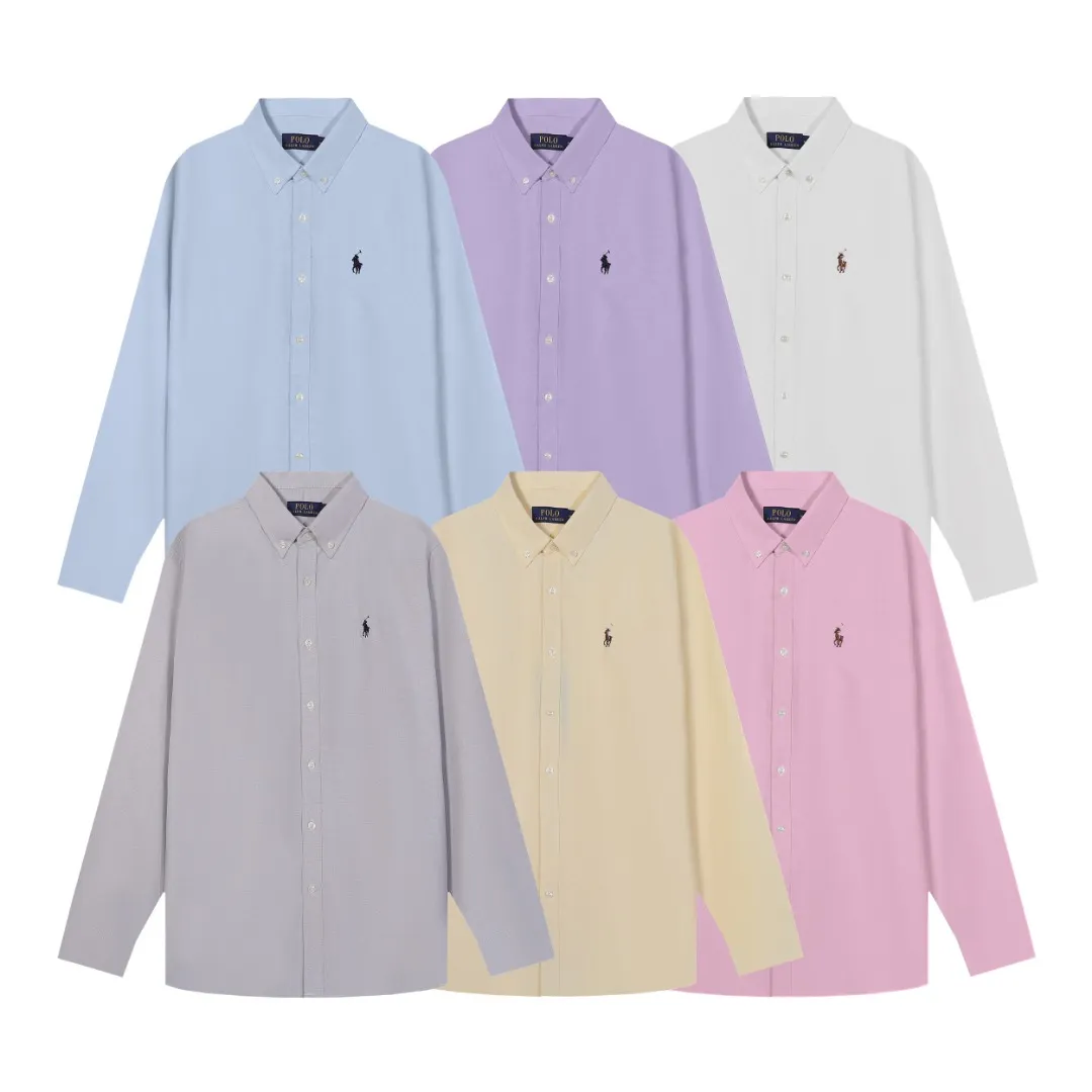 🅿️198 LO5# The highest quality in the market, can be scanned, long-term sales, Ralph Lauren cardigan polo embroidered logo import and export version, classic version cotton dyed Oxford cloth shirt Ralph Lauren/Ralph Lauren Men's 23 autumn classic version cotton dyed Oxford cloth shirt RL's popular Oxford cloth boyfriend big shirt on the street this year! This is the first shirt in autumn~ This one really wins with its color! It looks white and soft, and the upper body is full of temperament. It is not difficult to wear, and it is easy to wear! It is so beautiful! It can travel through four seasons and looks good no matter how you match it. This is a very rare color! I fell in love at first sight haha! Four sizes, XS-L, same style for men and women~ Size: XS, S, M, L color: purple, yellow, white, blue, pink, gray